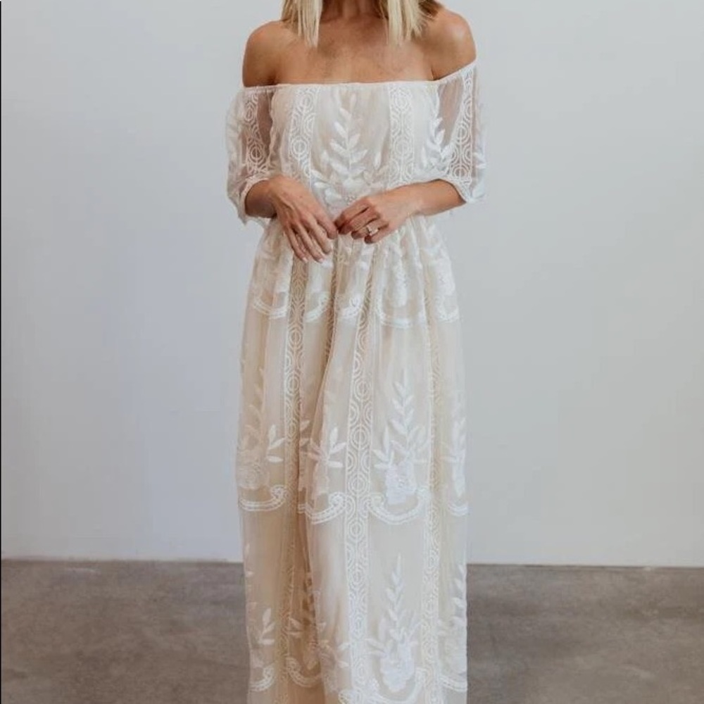 Baltic Born • Leon White Lace Off Shoulder dress (L)